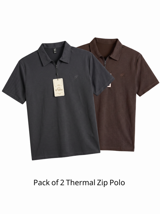 Pack of 2 Thermal Zip Polo| Summer Fit
