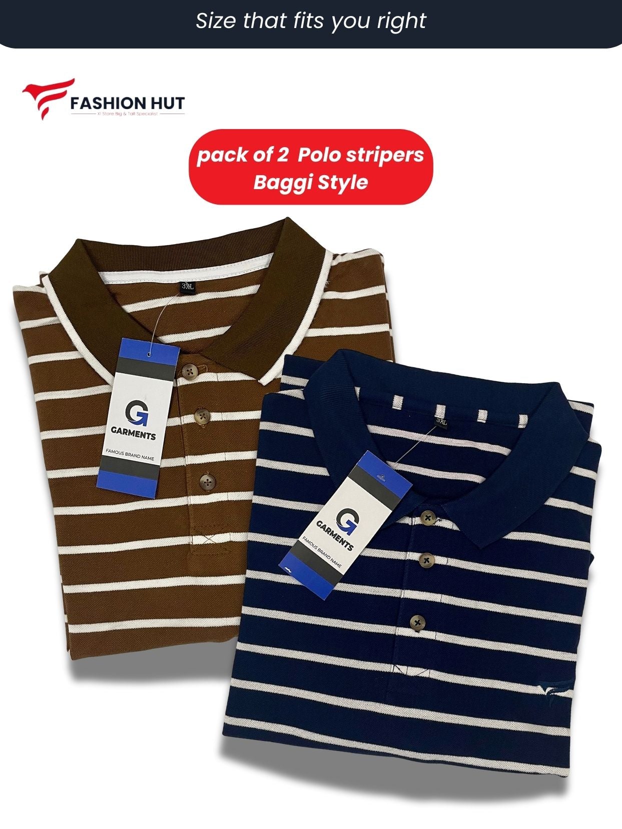 Pack of 2 Polo Stripers – Baggy Style | Summer Fit