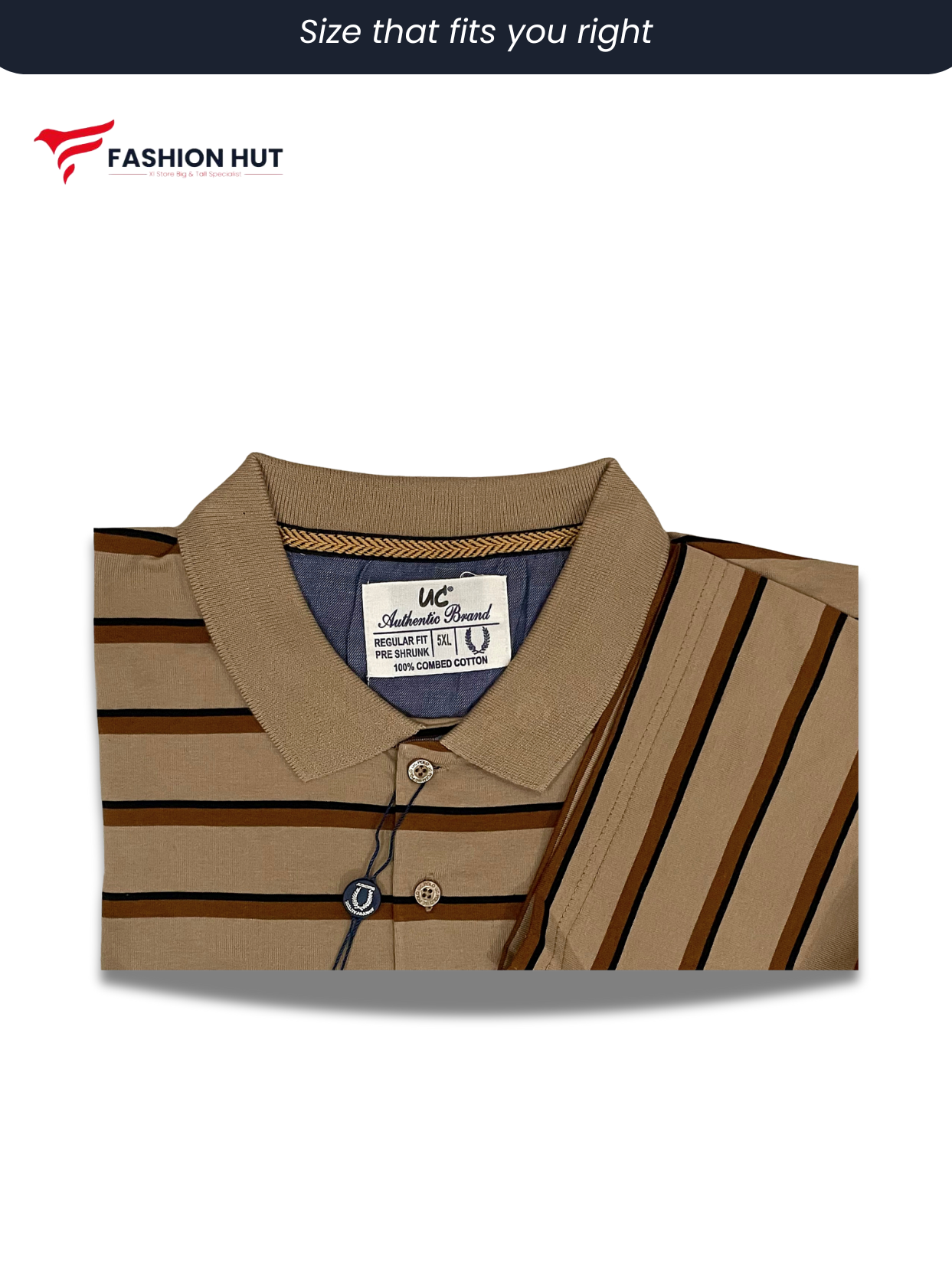 UC Polo Stripers Brown with Dark Brown & Blue lines | Summer Fit