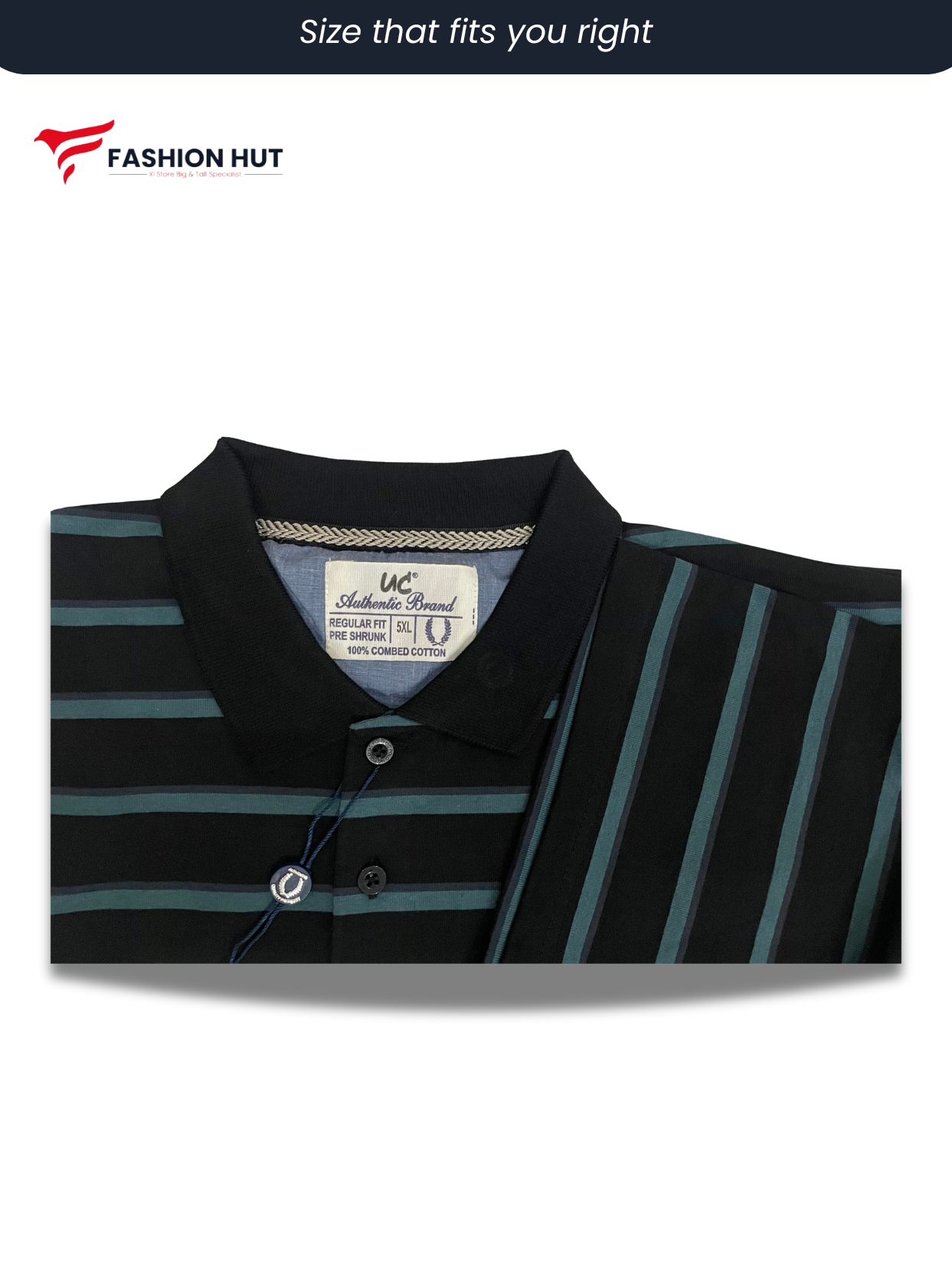 UC Polo Stripers Dark Black with Blue lines | Summer Fit