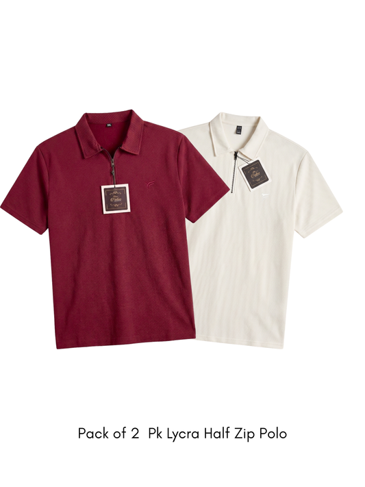 Pack of 2 Pk Lycra Half Zip Polo| Summer Fit