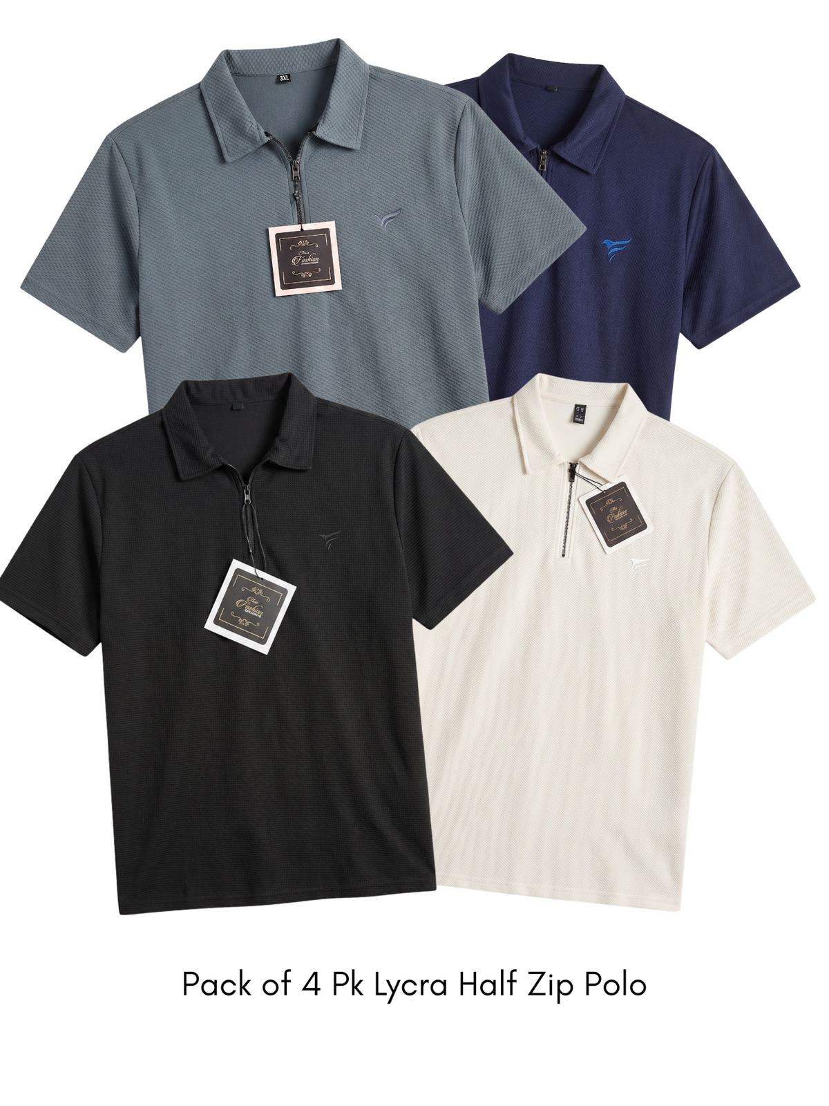 Pack of 4 Pk Lycra Half Zip Polo| Summer Fit