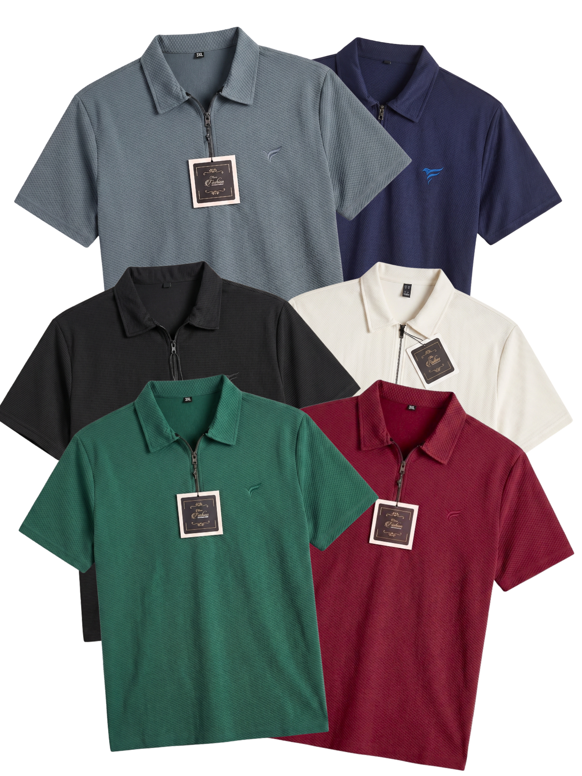 Pack of 6 Pk Lycra Half Zip Polo| Summer Fit