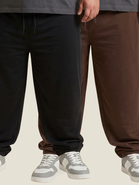 Pack of 2 Cotton Terry Baggy Trousers — Loose Fit