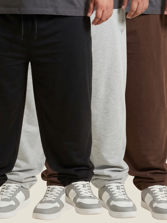 Pack of 3 Cotton Terry Baggy Trousers — Loose Fit