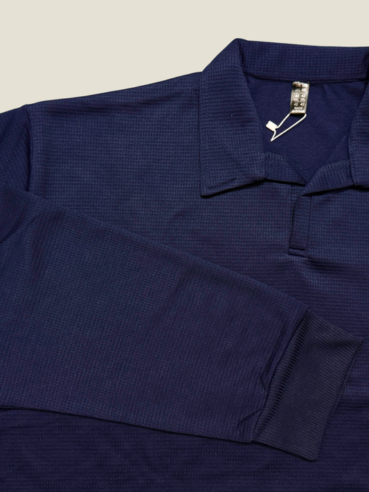 Navy Blue Premium Thermal Fleece Johnny Collar | Winter Edition