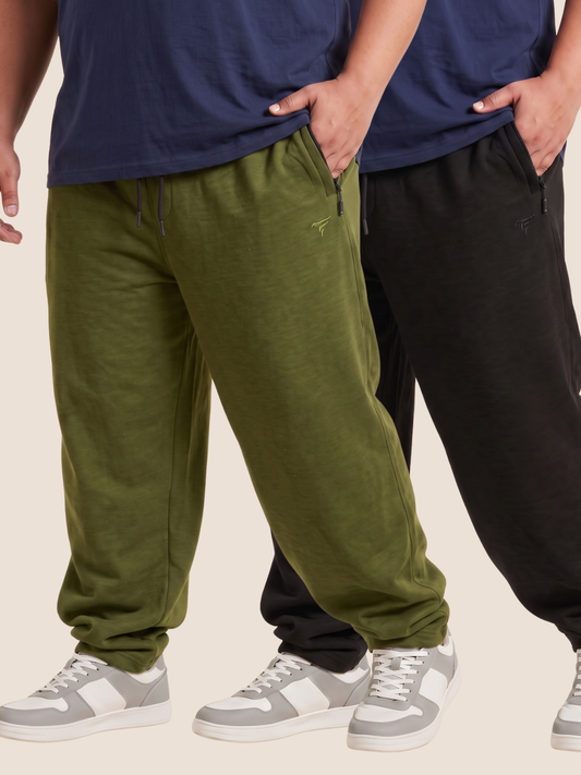 Pack of 2 Premium Cotton Fleece Baggy Trousers — Winter Edition