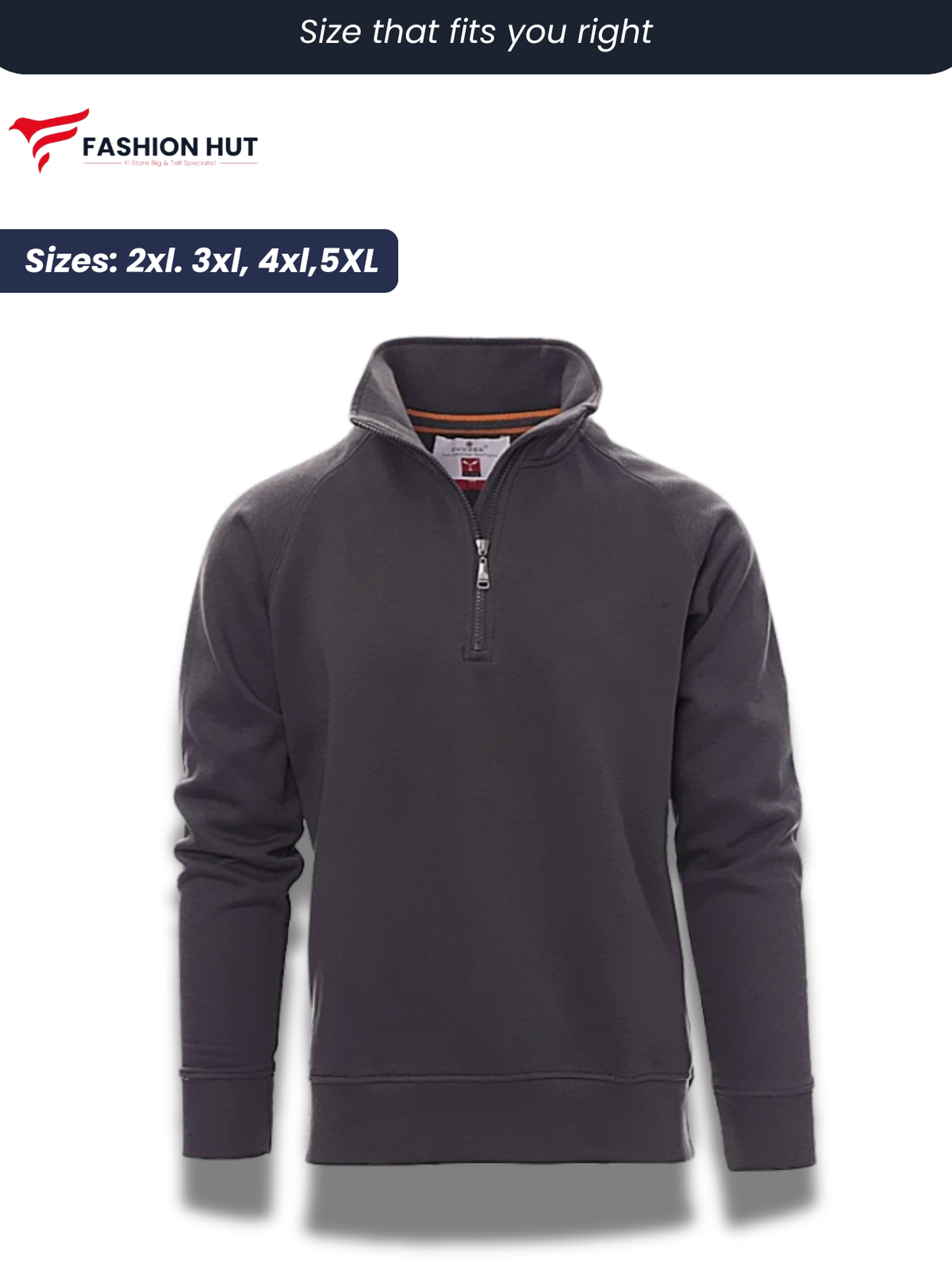 Fancy Charcoal Grey payper Half Zip mock Sweatshirt