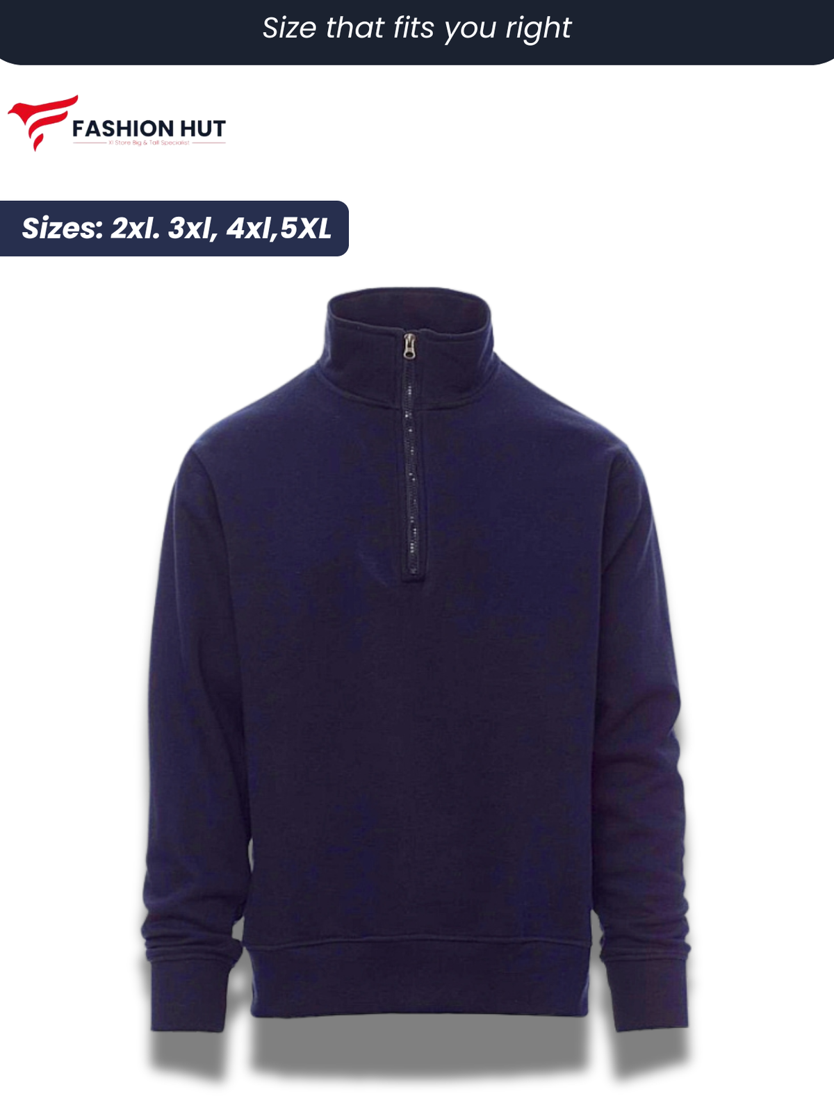 Fancy Navy Blue payper Half Zip mock Sweatshirt