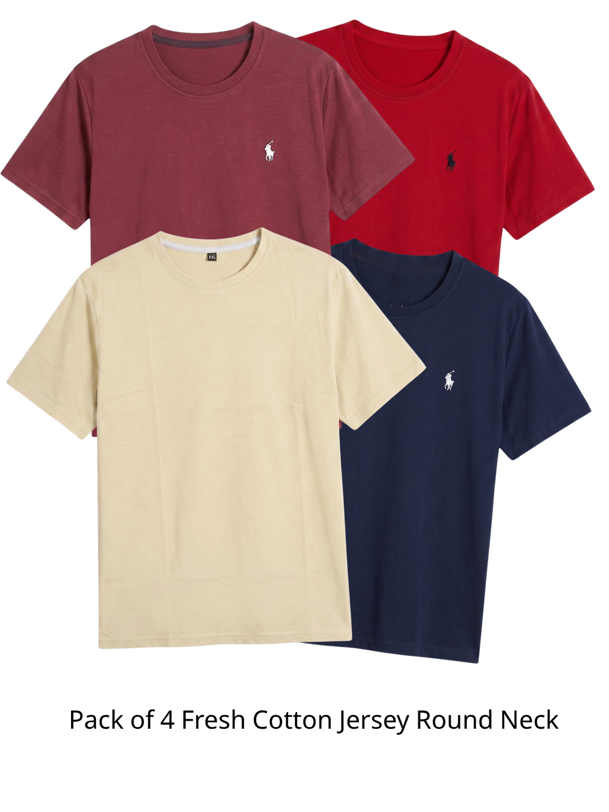 Pack of 4 Fresh Cotton Jersey Round Neck T-Shirt | Color Selection