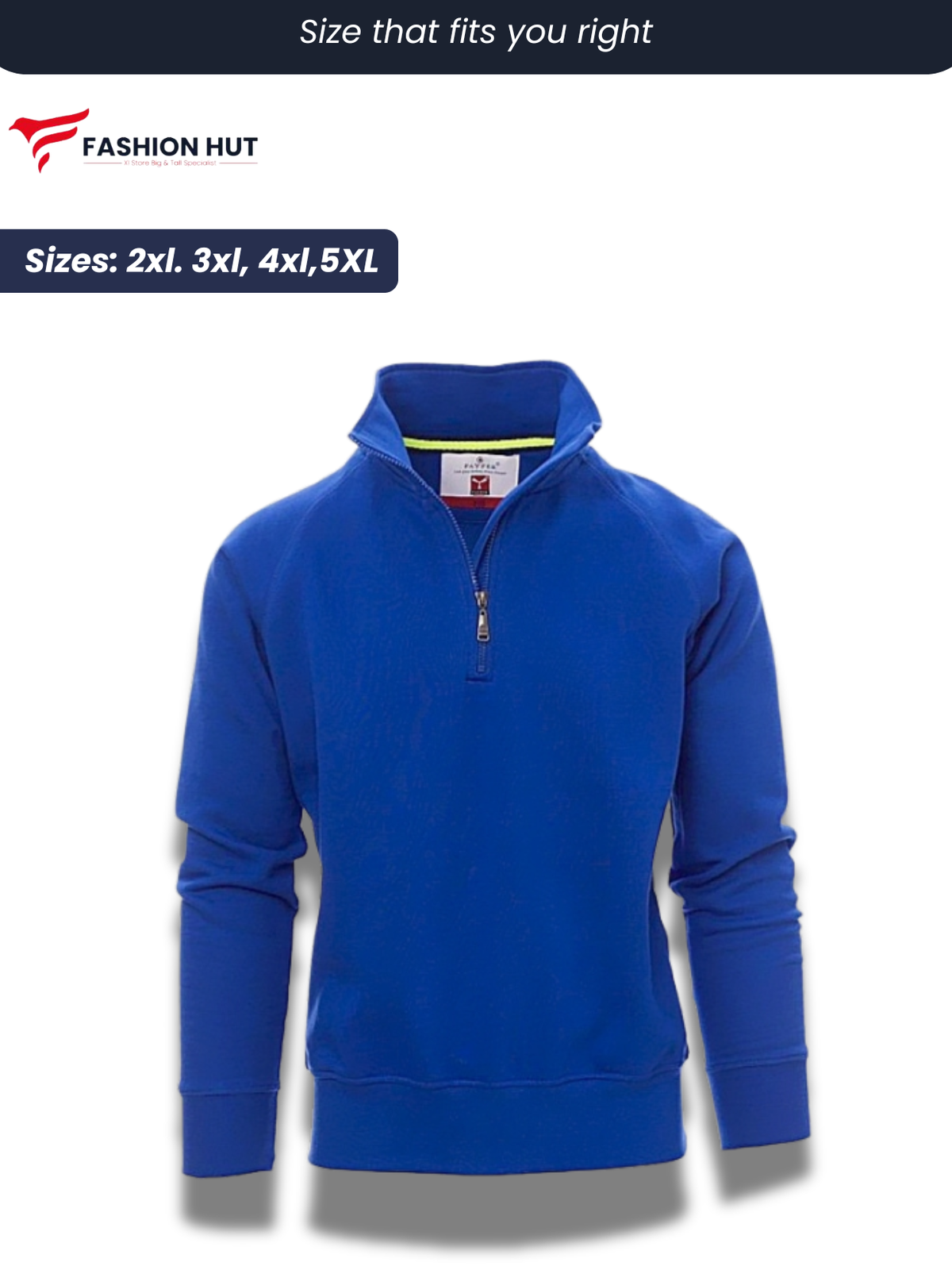Fancy Royal Blue payper Half Zip mock Sweatshirt