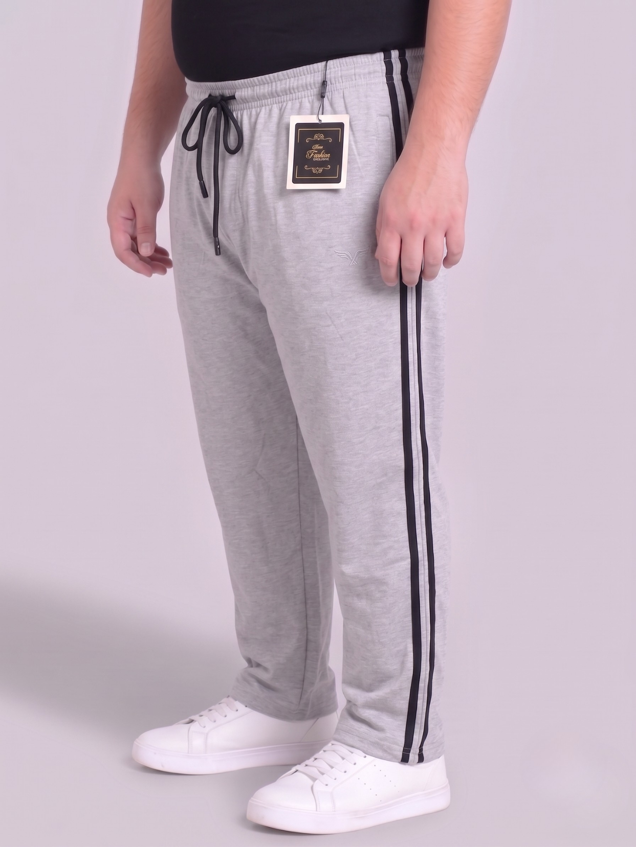 Grey Stripes Cotton Jersey Trousers | Summer Edition
