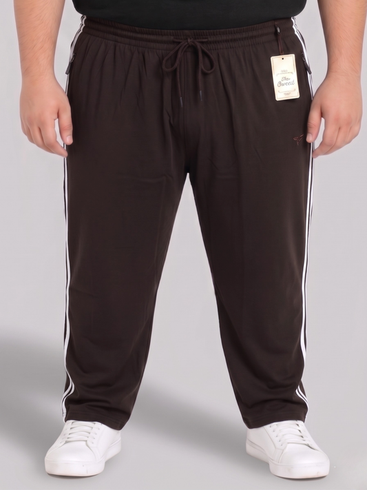 Dark Brown Stripes Cotton Jersey Trousers | Summer Edition