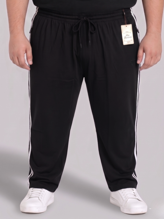 Jet Black Stripes Cotton Jersey Trousers | Summer Edition