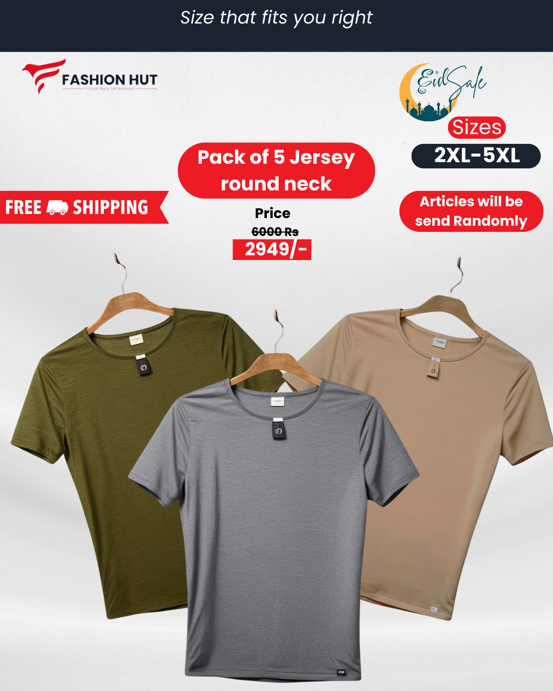 Pack of 3 Jersey round neck T-shirt