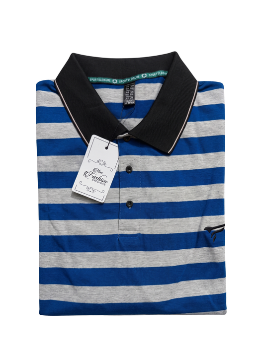 Blue & Grey Stripes Polo | Summer Fit