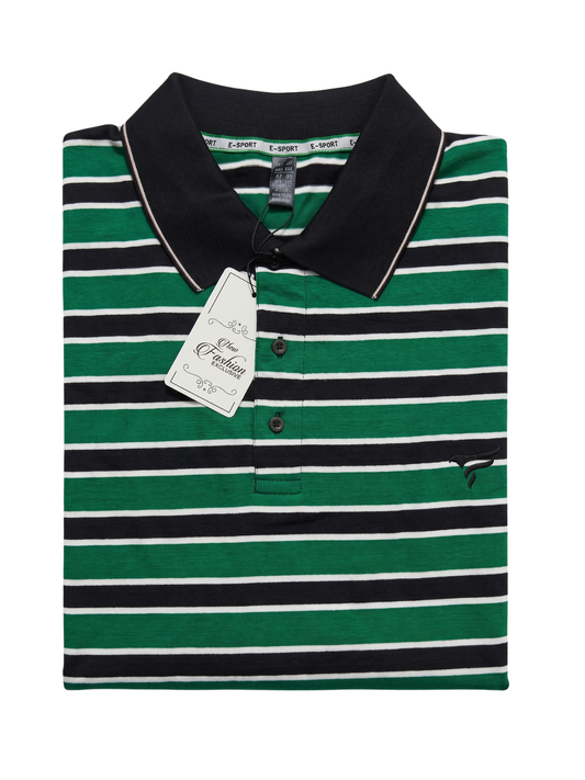 Black & Green Stripes Polo | Summer Fit