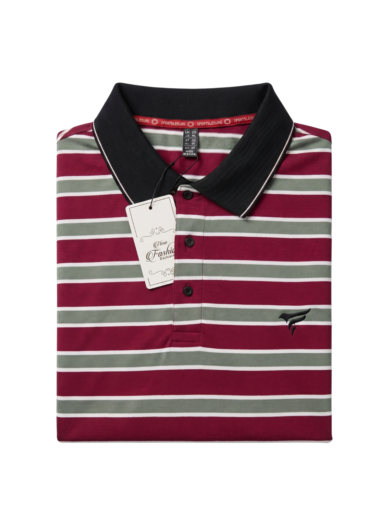 Mahroon & Olive Stripes Polo | Summer Fit