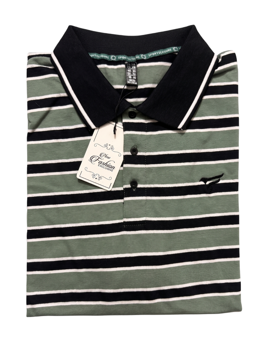 Olive & Black Stripes Polo | Summer Fit