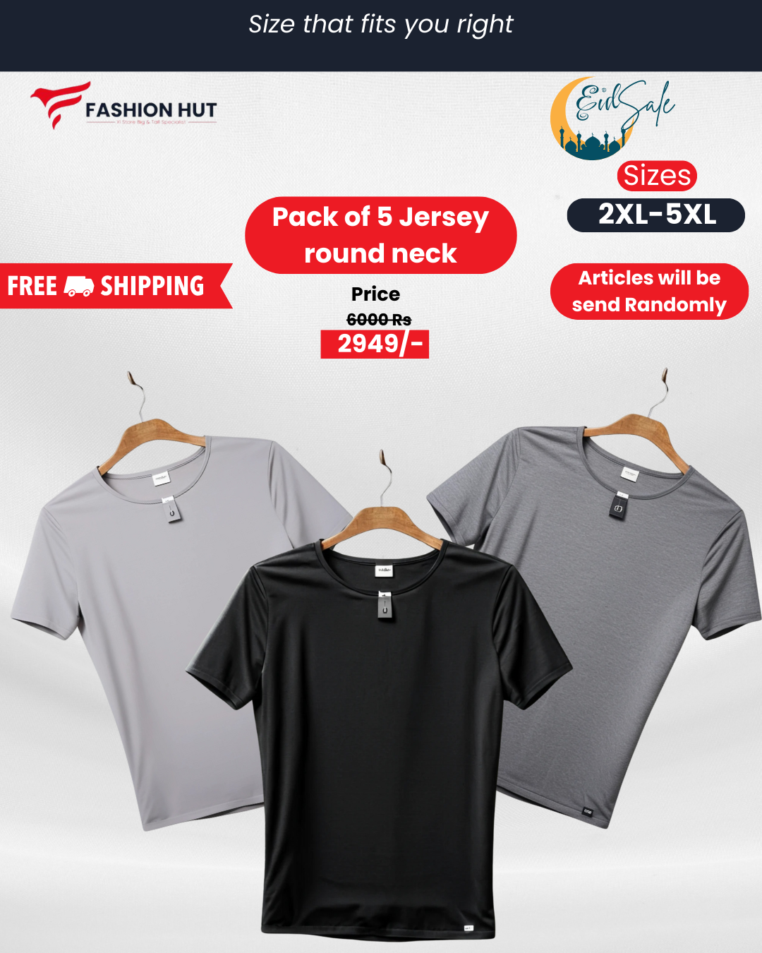 Pack of 3 Jersey round neck T-shirt