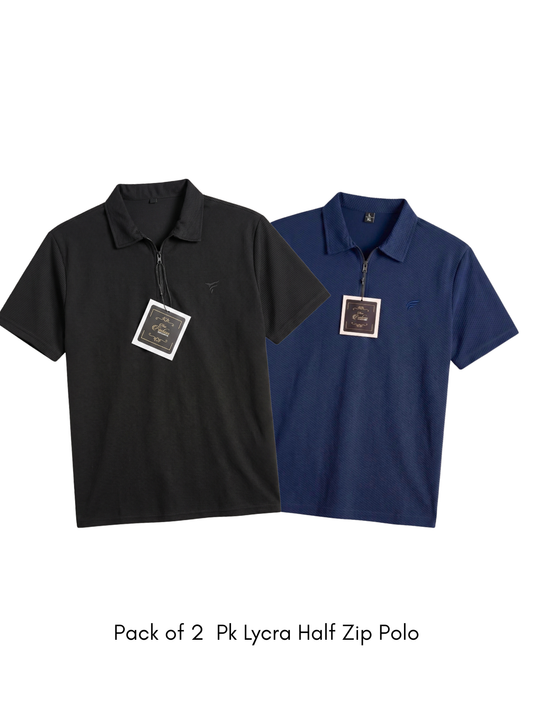Pack of 2 Pk Lycra Half Zip Polo| Summer Fit