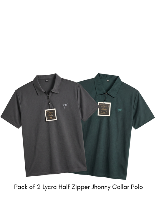 Pack of 2 Lycra Half Zipper Polo | Summer Fit