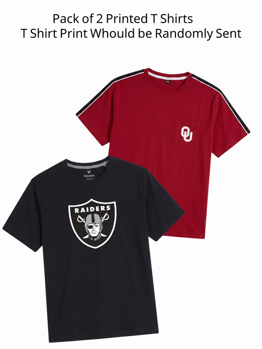 Pack of 2 Printed Round Neck T-Shirt | No Print Selection