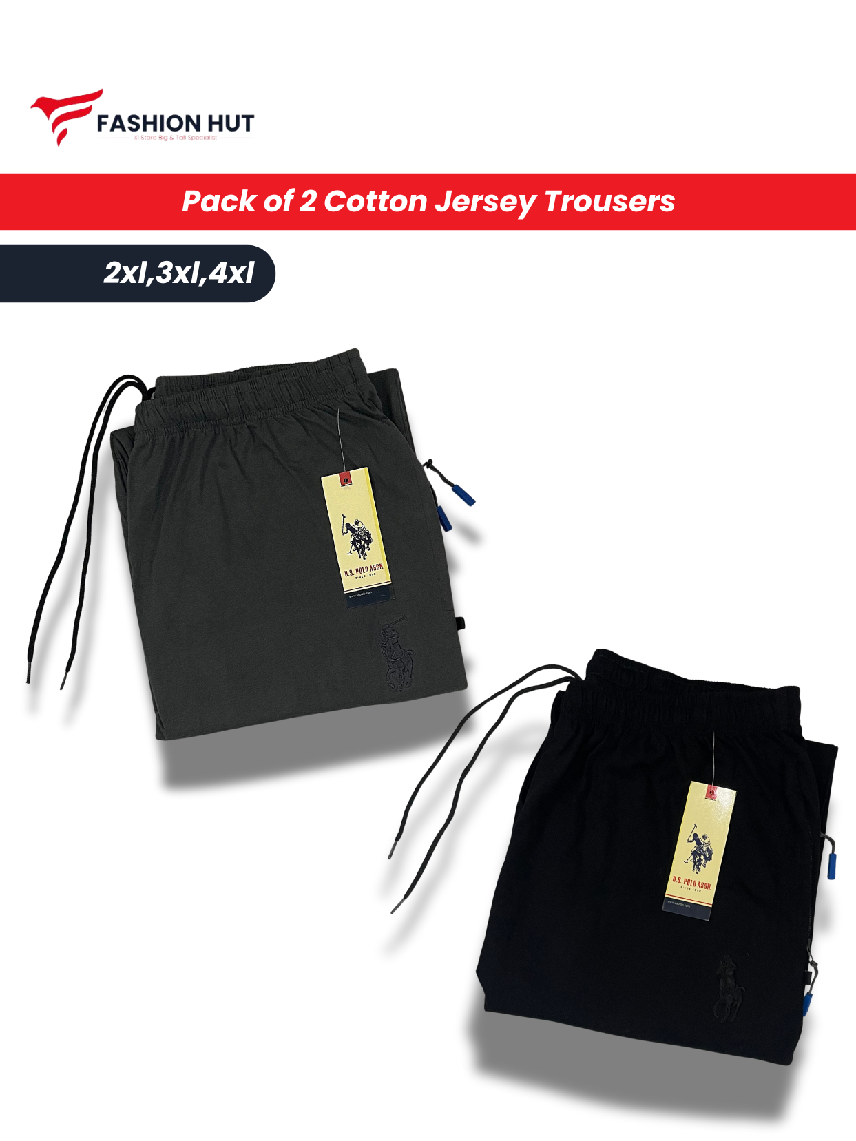 Pack of 2 Soft Cotton Jersey Trousers Big size