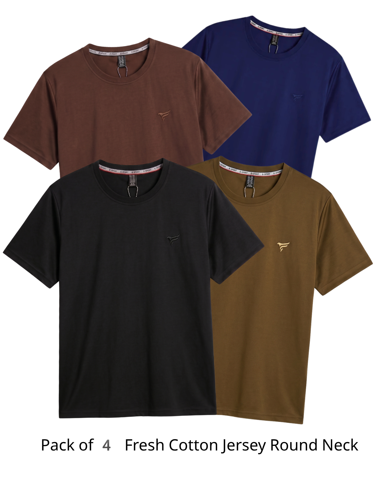 Pack of 4 Fresh Cotton Jersey Round Neck | Summer Edition