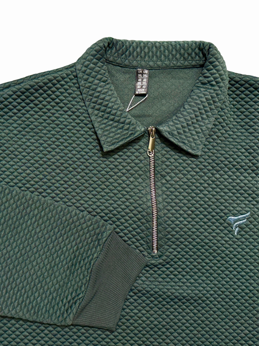 Forest Green Knitted Quilted Half Zip | Winter Edition