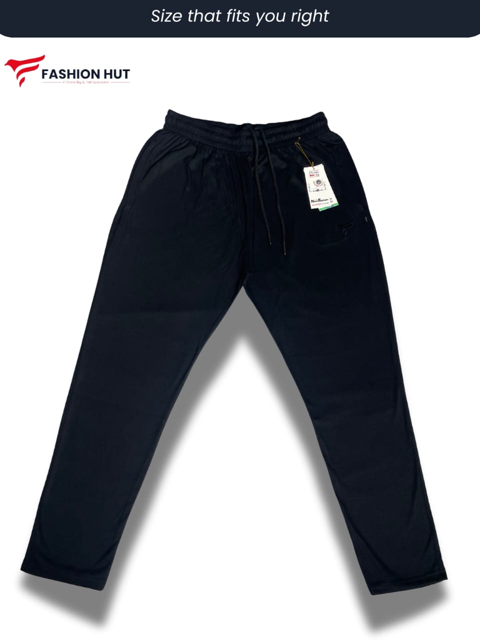 Black Soft Cotton Jersey Trousers Big Size