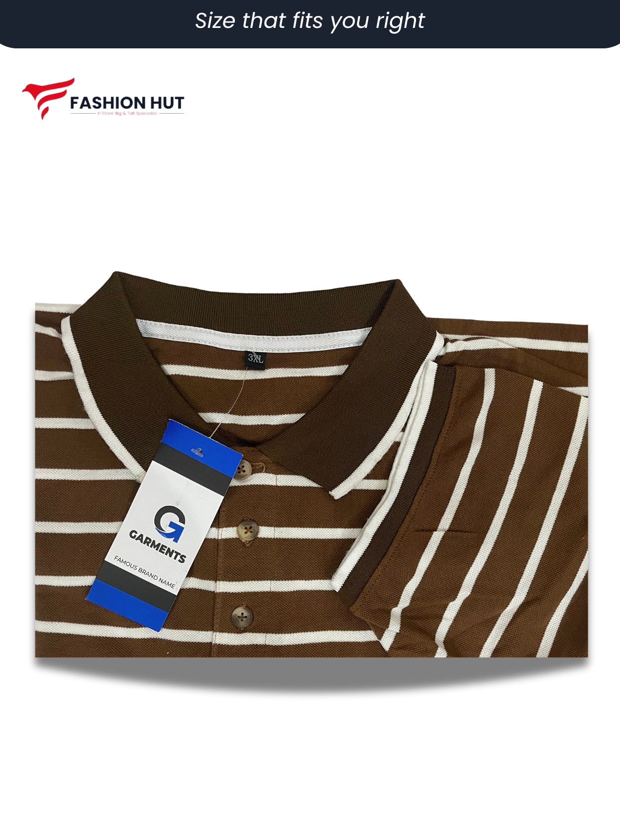 Polo Stripers – Baggy Style Camel with White lines| Summer Fit