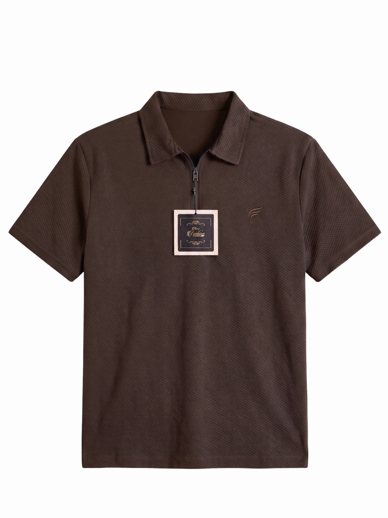 Chocolate Brown Thermal Zip Polo| Summer Fit