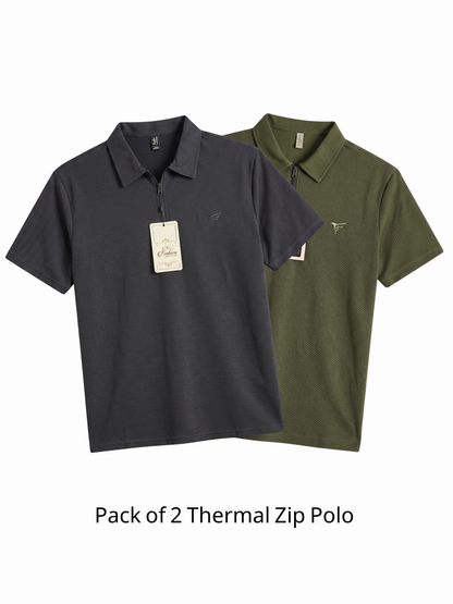Pack of 2 Thermal Zip Polo| No Color Selection