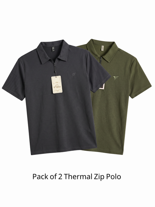 Pack of 2 Thermal Zip Polo| Summer Fit