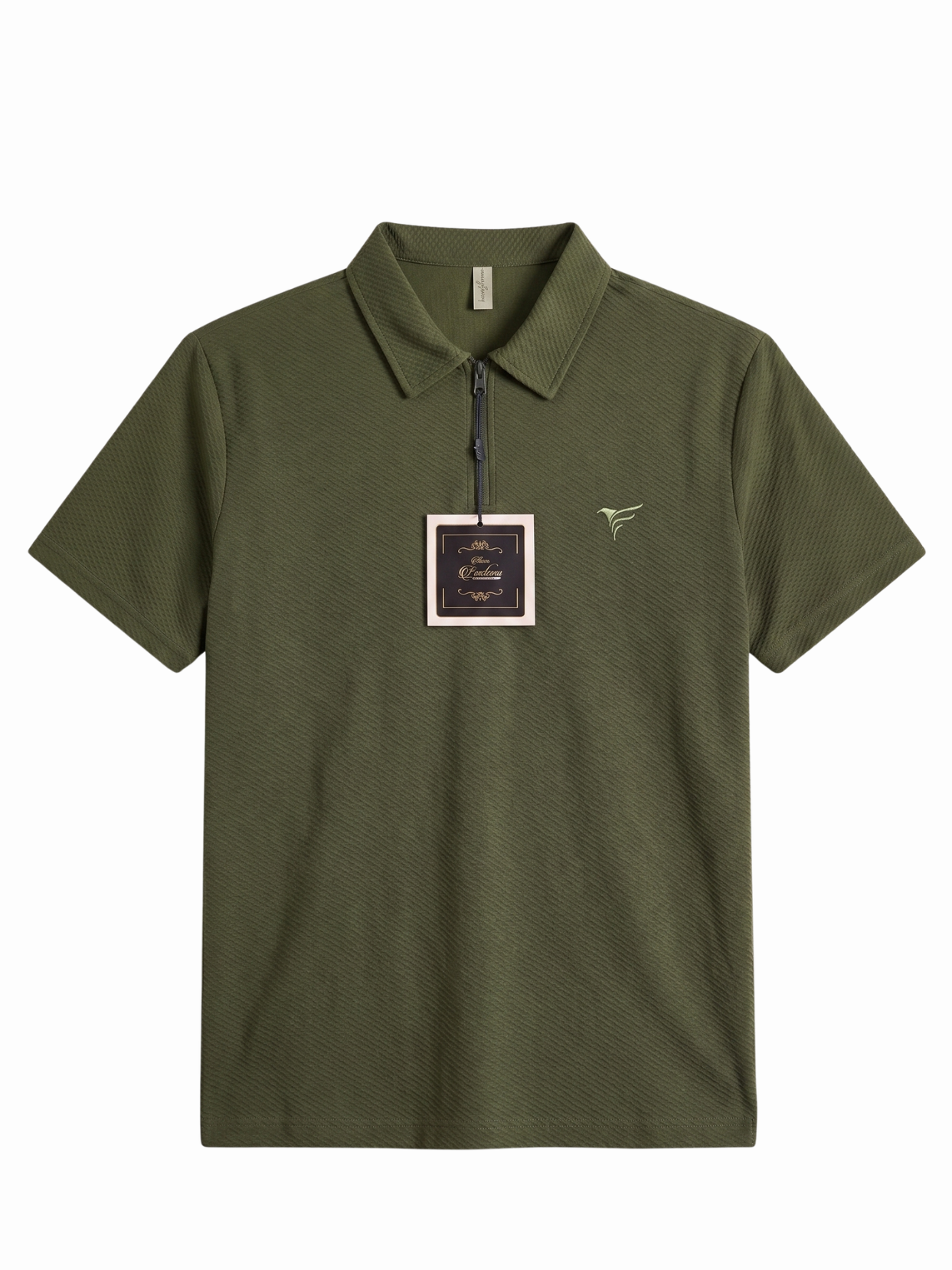 Green Thermal Zip Polo| Summer Fit