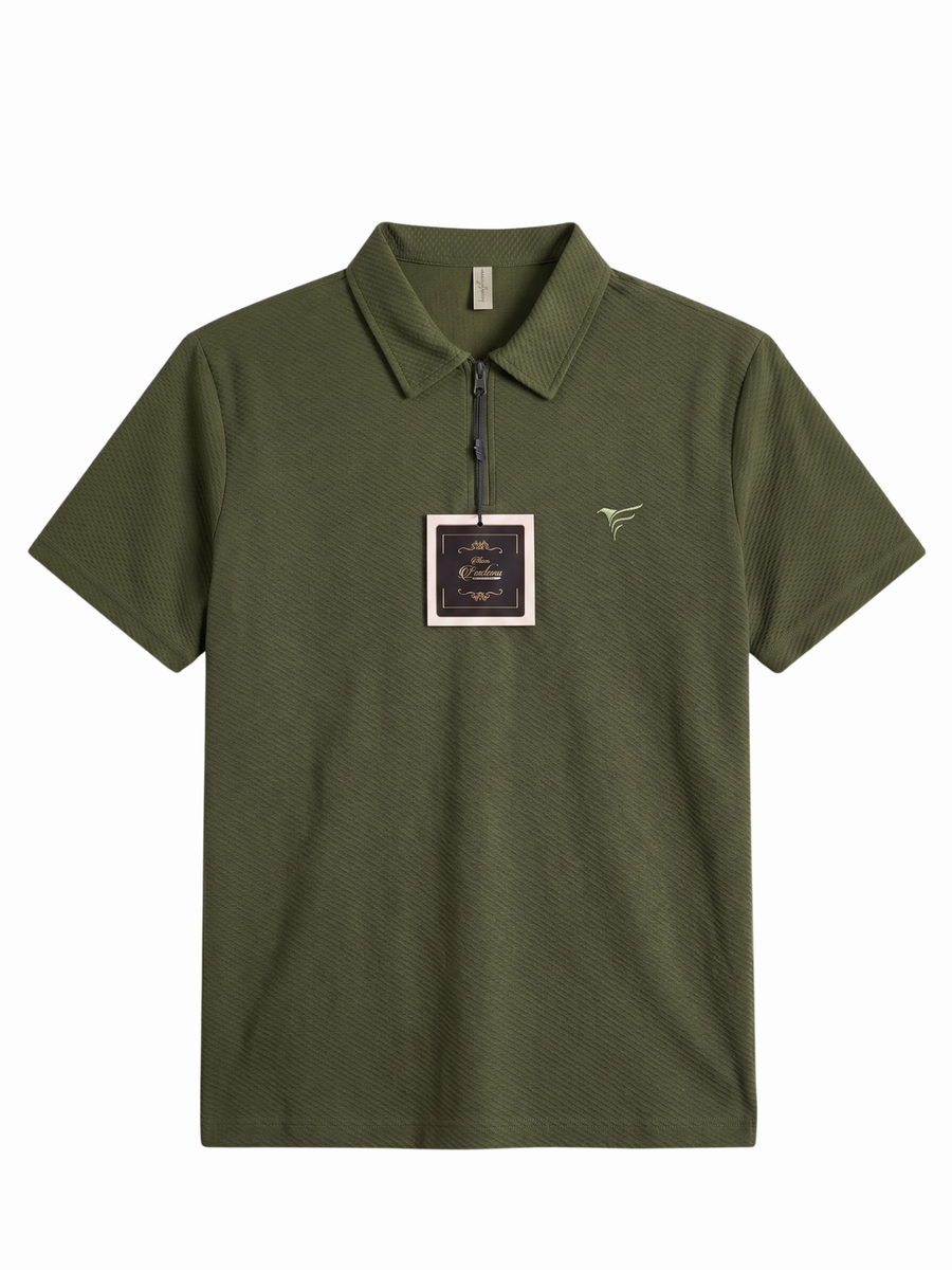 Green Thermal Zip Polo| Summer Fit