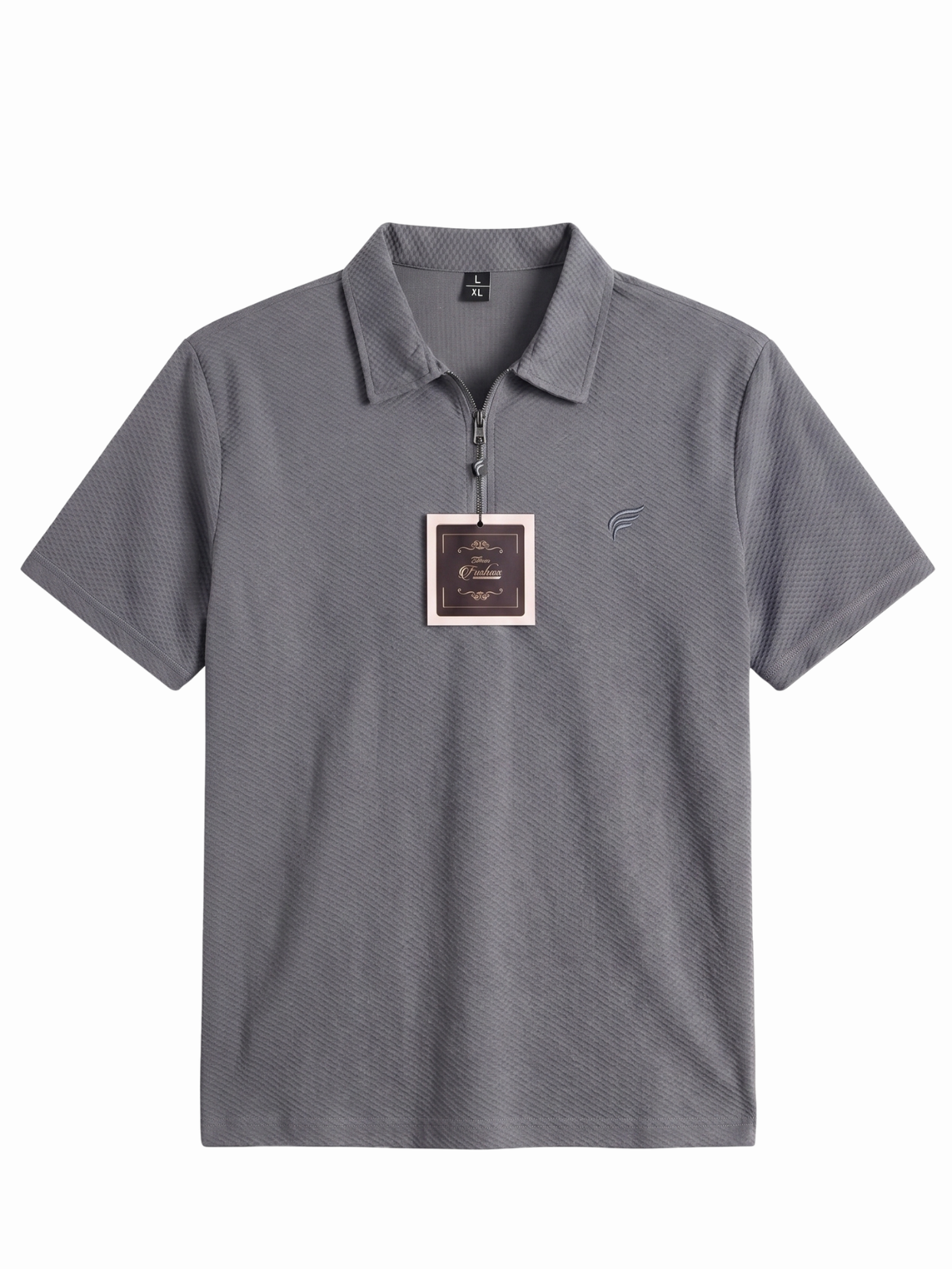 Steel Grey Thermal Zip Polo| Summer Fit