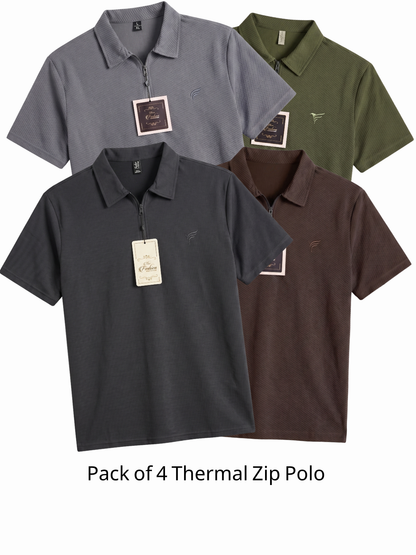 Pack of 4 Thermal Zip Polo| Summer Fit
