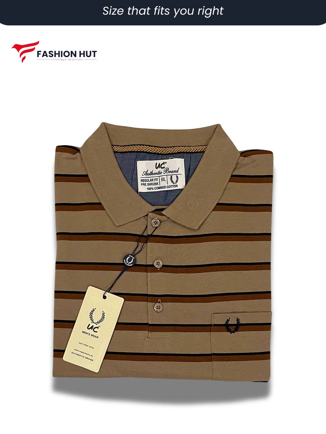 UC Polo Stripers Brown with Dark Brown & Blue lines | Summer Fit