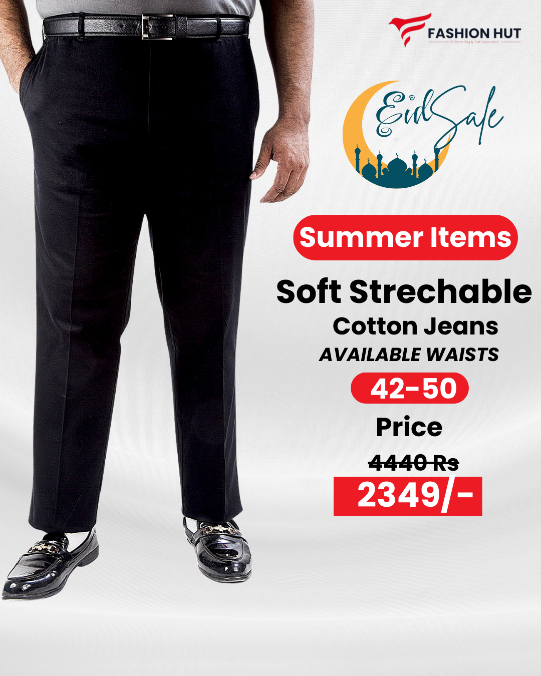 Soft streachable Jet Black Cotten jeans