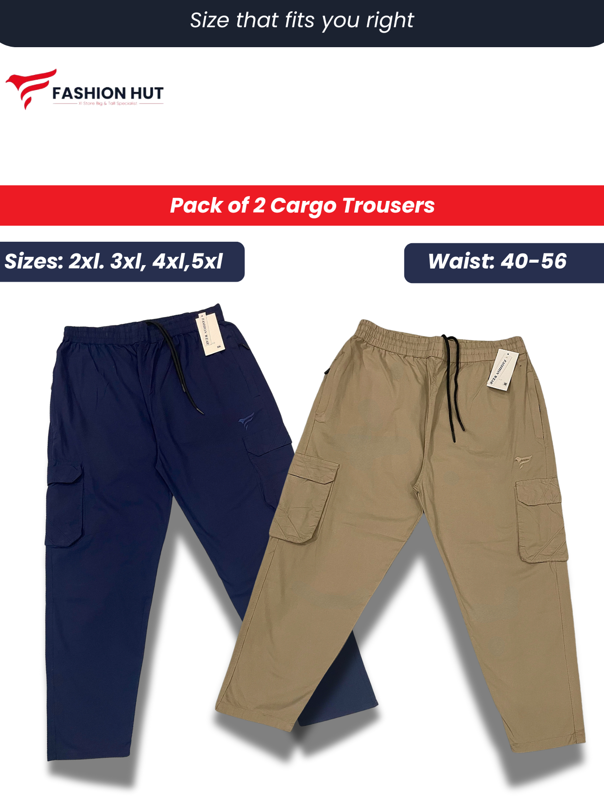 Pack of 2 Premium Cargo Trousers