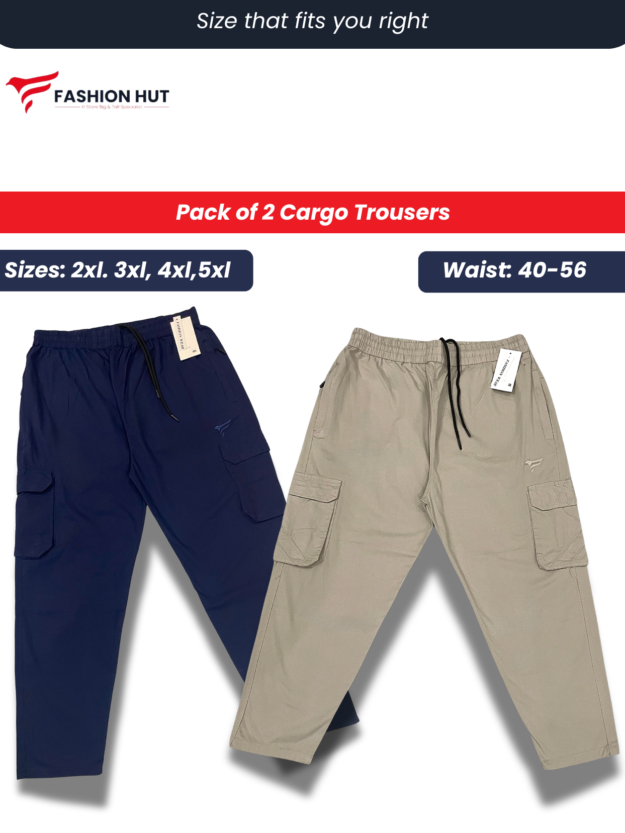 Pack of 2 Premium Cargo Trousers