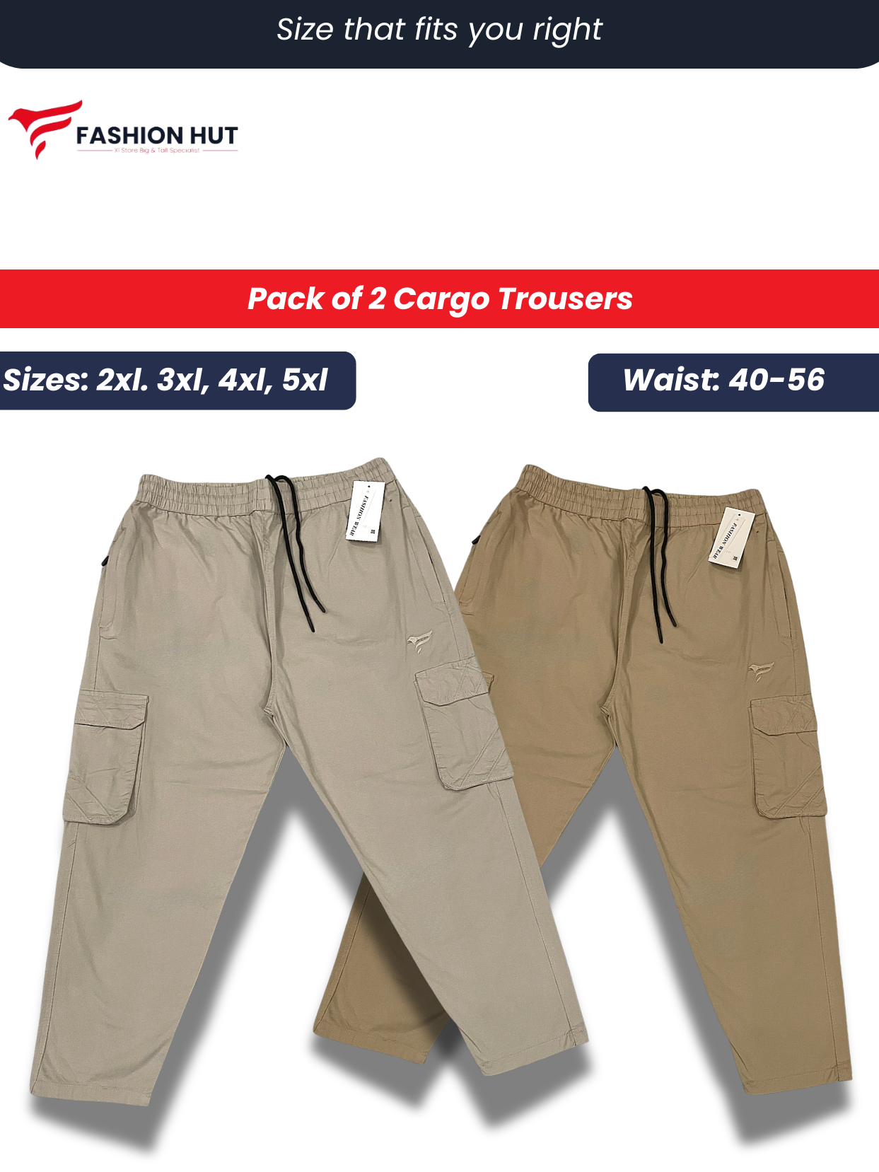 Pack of 2 Premium Cargo Trousers