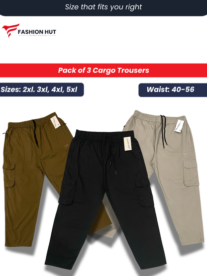 Pack of 3 Premium Cargo Trousers
