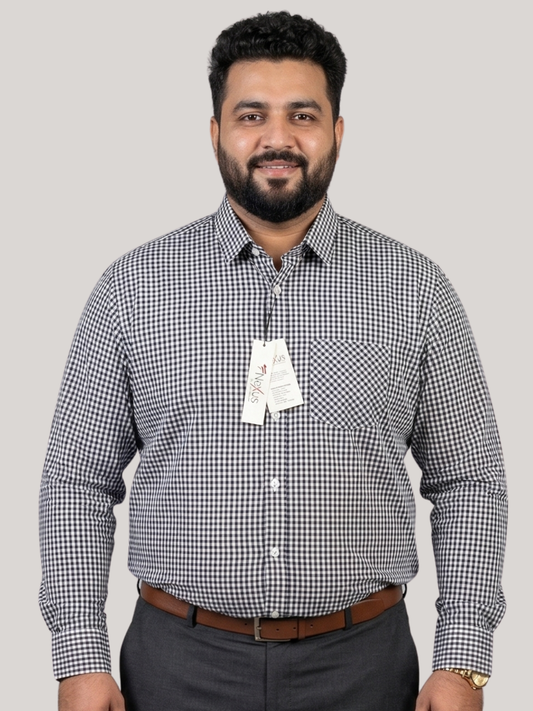 Navy Gingham Checkerd Shirt
