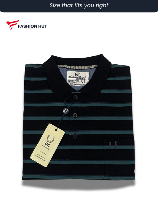 UC Polo Stripers Dark Black with Blue lines | Summer Fit