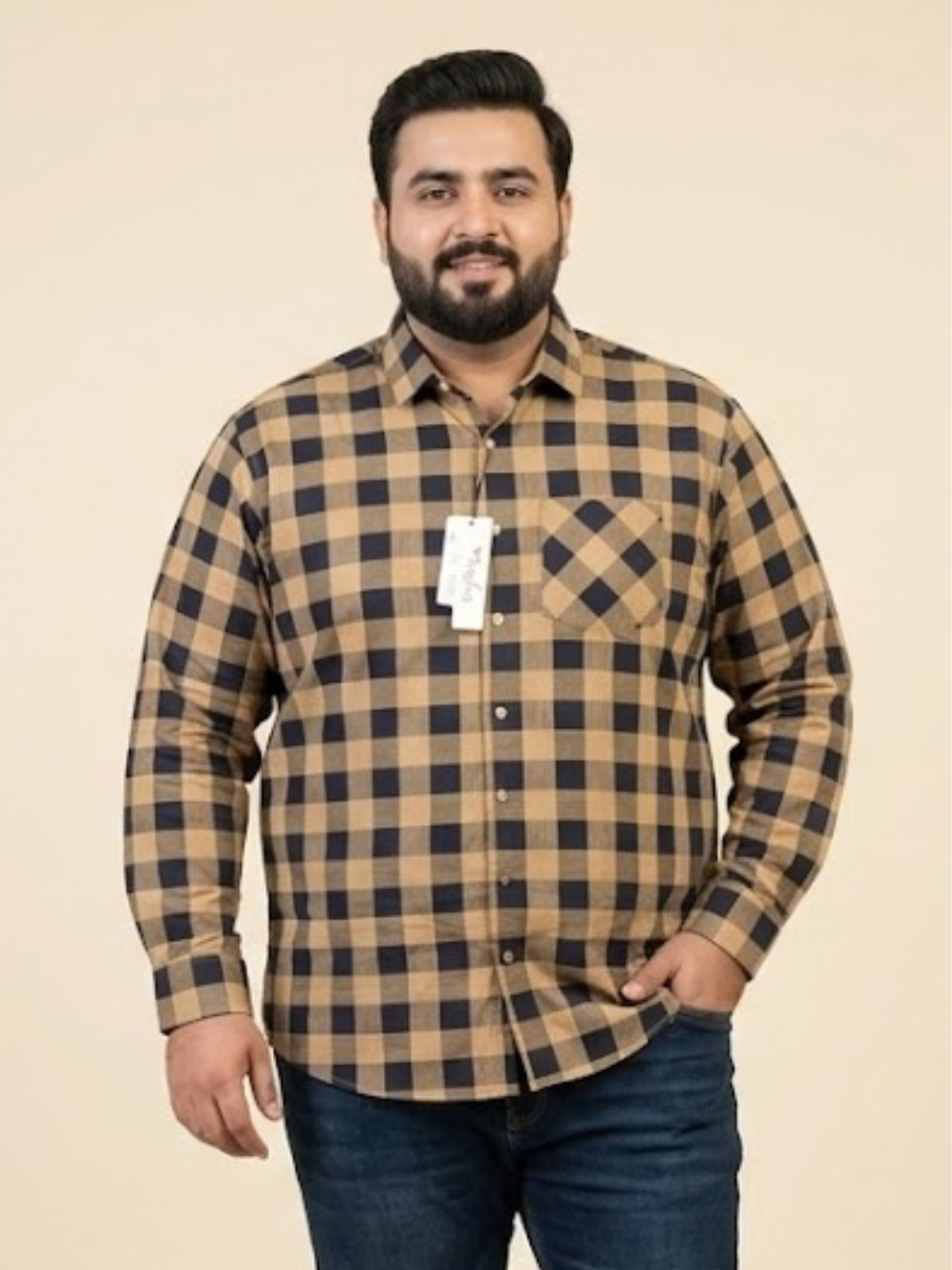 Brown Blocks Check Shirt