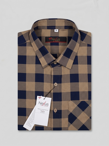 Brown Blocks Check Shirt