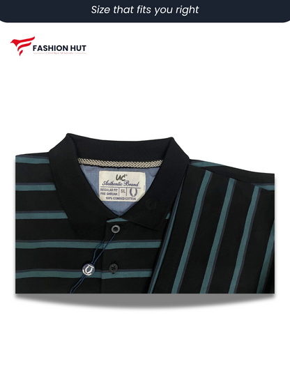 UC Polo Stripers Dark Black with Blue lines | Summer Fit